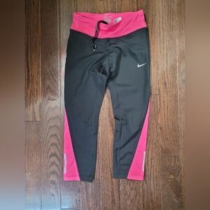 Nike Black and Pink Girls' Capri Leggings
